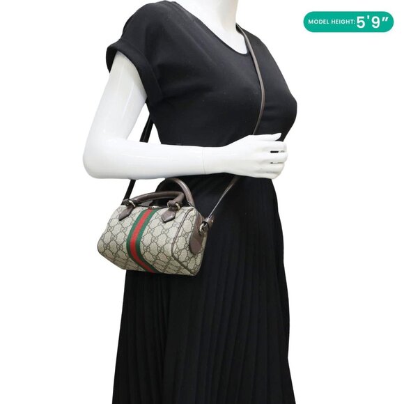 Gucci Ophidia Mini GG Supreme Canvas Boston Shoulder Bag Beige 838478 - Picture 2 of 13